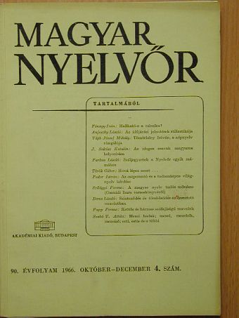 Aujeszky László - Magyar Nyelvőr 1966. október-december [antikvár]