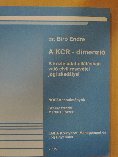 Dr. Bíró Endre - A KCR-dimenzió [antikvár]