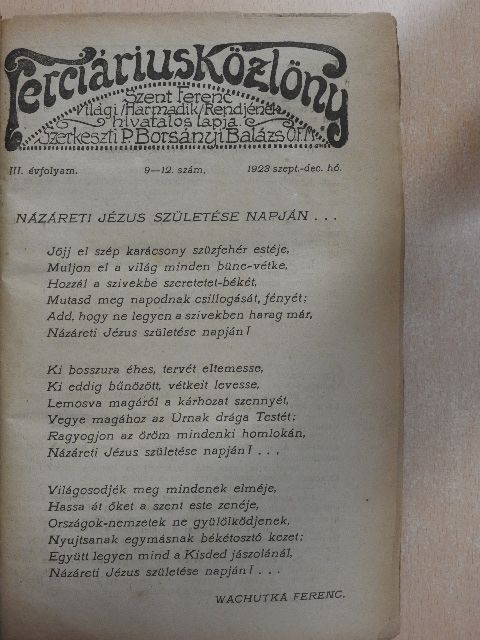 Blaskó Mária - Terciárius Közlöny 1923-1924. (nem teljes évfolyam) [antikvár]