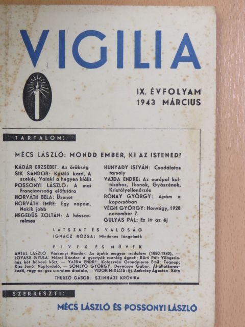Gulyás Pál - Vigilia 1943. március [antikvár]