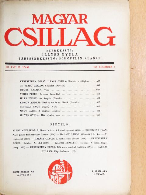 Boldizsár Iván - Magyar Csillag 1943. december 1. [antikvár]
