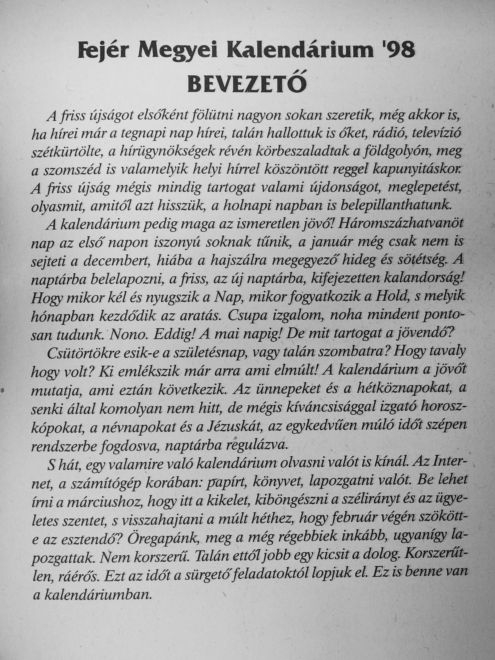 Csurgai Horváth József - Fejér Megyei Kalendárium '98 [antikvár]