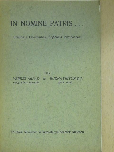 Buzna Viktor - In nomine patris... [antikvár]