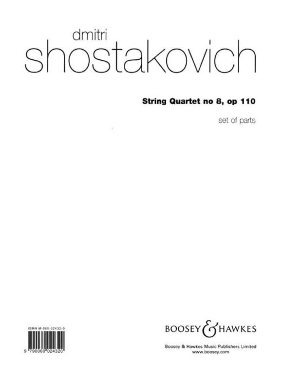 SHOSTAKOVICH - STRING QUARTET NO.8; OP.110 SET OF PARTS