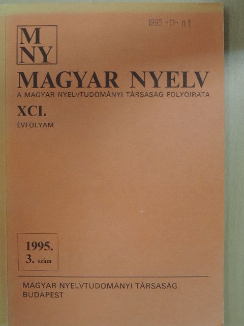 Éder Zoltán - Magyar Nyelv 1995. szeptember [antikvár]