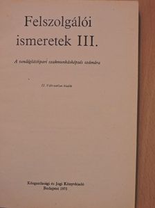 Dr. Borda József - Felszolgálói ismeretek III. [antikvár]