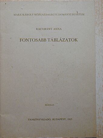 Racsmány Anna - Fontosabb táblázatok [antikvár]