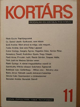 Barta János - Kortárs 1984. november [antikvár]