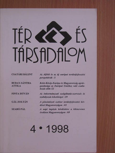 Bődy Pál - Tér és Társadalom 1998/4. [antikvár]