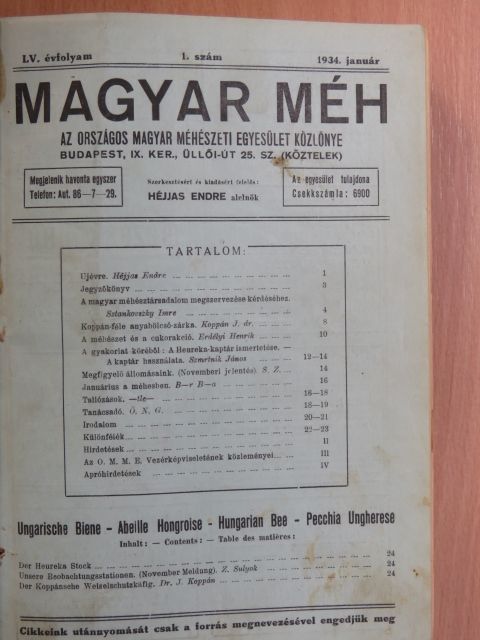 Magyar Méh 1934-1935. (nem teljes évfolyam) [antikvár]