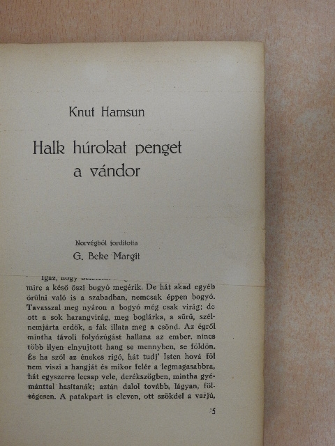 Knut Hamsun - Halk húrokat penget a vándor [antikvár]