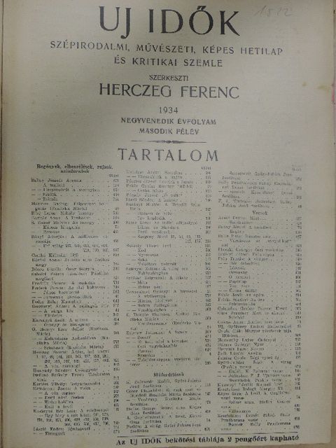 Harsányi Zsolt - Uj Idők 1934. (nem teljes évfolyam) [antikvár]