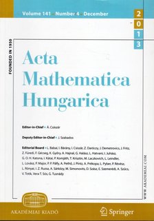 Császár Ákos - Acta Mathematica Hungarica Volume 141. Number 4. Decmber 2013 [antikvár]