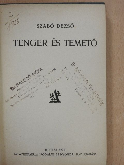Szabó Dezső - Tenger és temető [antikvár]