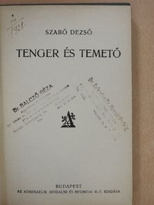 Szabó Dezső - Tenger és temető [antikvár]