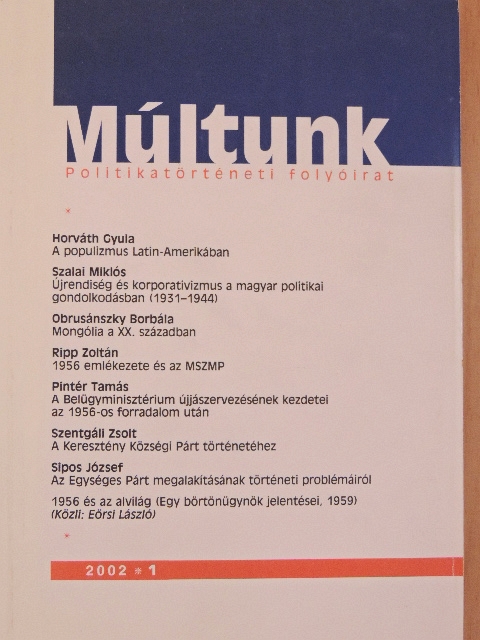 Boros Ferenc - Múltunk 2002/1. [antikvár]