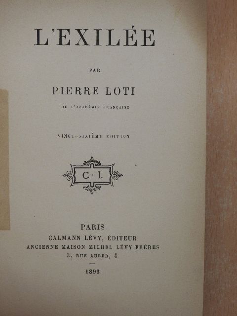 Pierre Loti - L'exilée [antikvár]