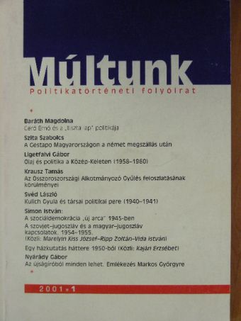 Baráth Magdolna - Múltunk 2001/1. [antikvár]