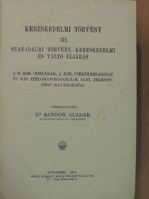 Kereskedelmi törvény III. [antikvár]
