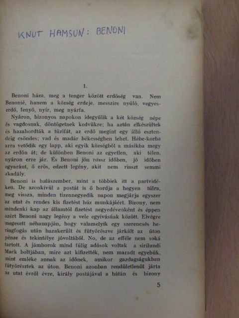 Knut Hamsun - Benoni [antikvár]