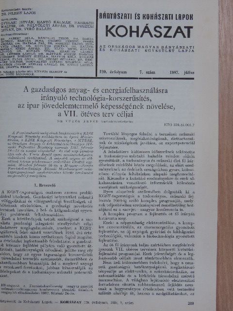 Dr. Boczor István - Bányászati és kohászati lapok - Kohászat/Öntöde 1987. július [antikvár]