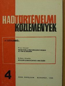 Huszár János - Hadtörténelmi Közlemények 1988/4. [antikvár]