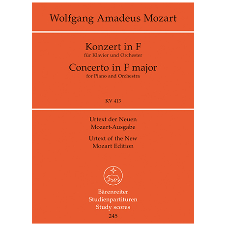 MOZART, W,A, - KONZERT IN F FÜR KLAVIER UND ORCHESTER KV 413M STUDIENPARTITUR