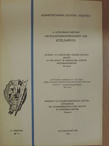 A Mosonmagyaróvári Mezőgazdaságtudományi Kar Közleményei 1972/11 [antikvár]