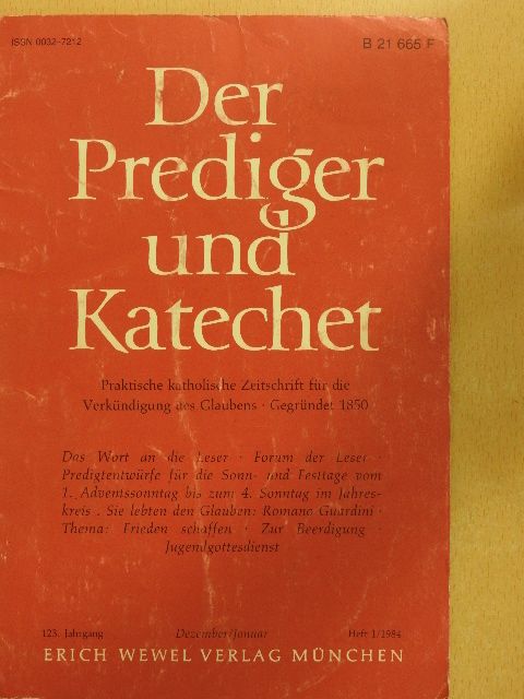 Heinz Kombrink - Der Prediger und Katechet 1984. (nem teljes évfolyam) [antikvár]