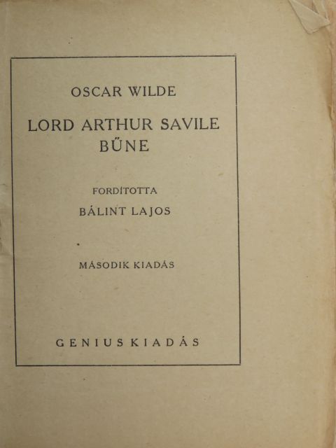 Oscar Wilde - Lord Arthur Savile bűne [antikvár]