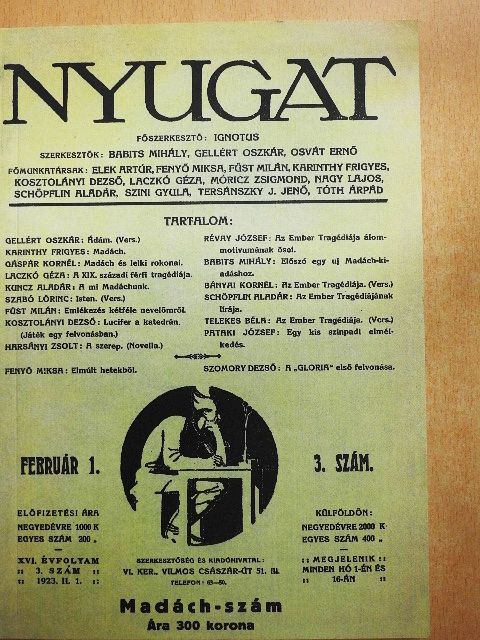 Bányai Kornél - Nyugat 1923. február 1. [antikvár]