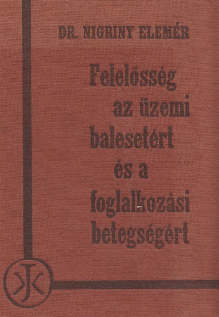 Dr. Nigriny Elemér - Felelősség az üzemi balesetért és a foglalkozási betegségért [antikvár]