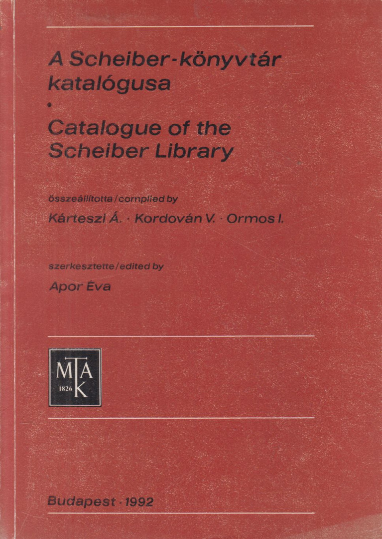 Apor Éva - A Scheiber-könyvtár katalógusa [antikvár]