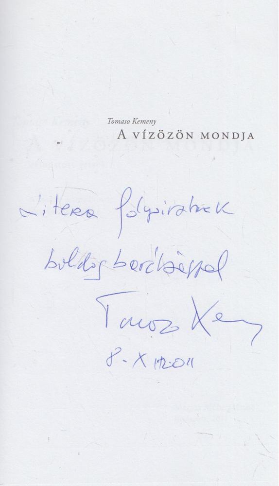 Tomaso Kemeny - A vízözön mondja (dedikált) [antikvár]