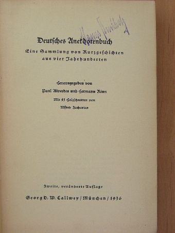 Hermann Kinn - Deutsches Anekdotenbuch (gótbetűs) [antikvár]
