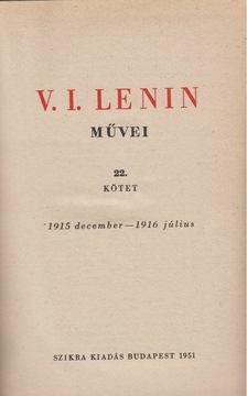 V. I. LENIN - V. I. Lenin művei 22. kötet [antikvár]