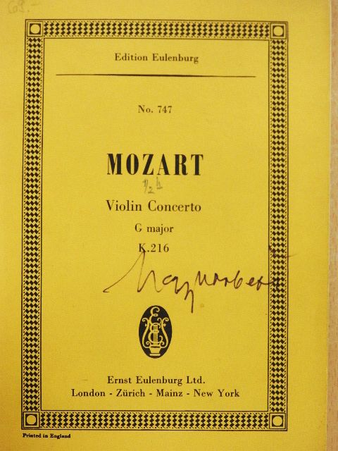Wolfgang Amadeus Mozart - Concerto G major for Violin and Orchestra [antikvár]