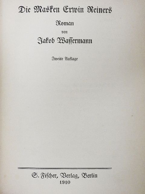 Jakob Wassermann - Die masken Erwin Reiners (gótbetűs) [antikvár]