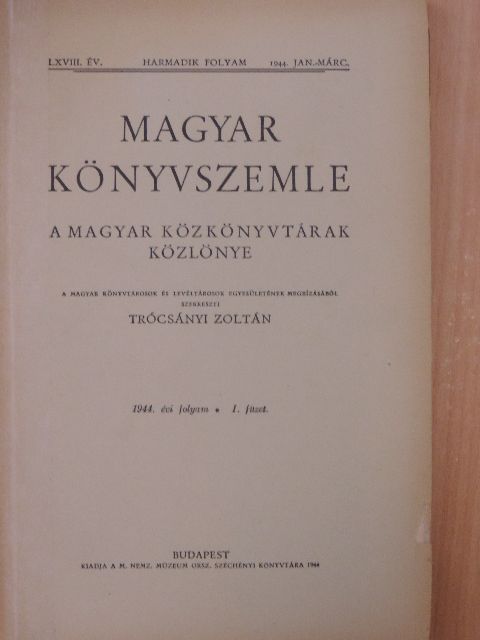 Böőr György - Magyar Könyvszemle 1944. január-március [antikvár]