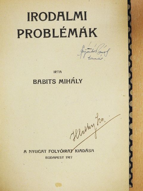 Babits Mihály - Irodalmi problémák [antikvár]