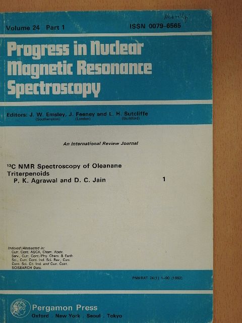 Dharam C. Jain - Progress in nuclear magnetic resonance spectroscopy Volume 24 Part 1 [antikvár]