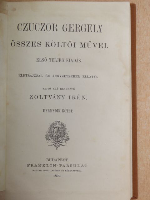 Czuczor Gergely - Czuczor Gergely összes költői művei III. (töredék) [antikvár]