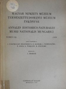 F. Kaszanitzky - Magyar Nemzeti Múzeum-Természettudományi Múzeum évkönyve 1959. [antikvár]