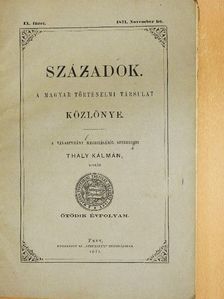 Eötvös Lajos - Századok 1871. November [antikvár]