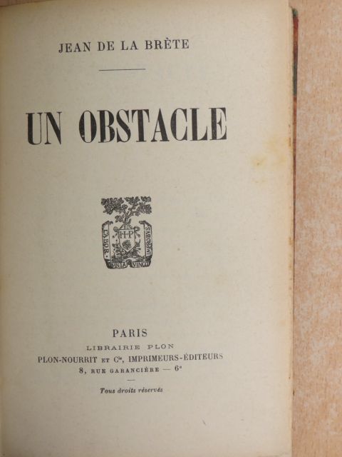 Jean de la Bréte - Un Obstacle [antikvár]