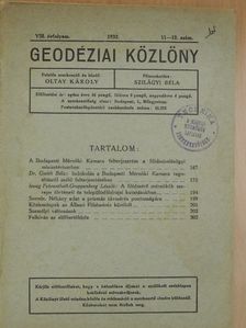 Dr. Guóth Béla - Geodéziai Közlöny 1932/11-12. [antikvár]