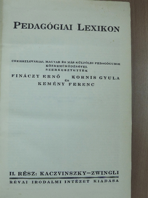 Pedagógiai lexikon II. (töredék) [antikvár]