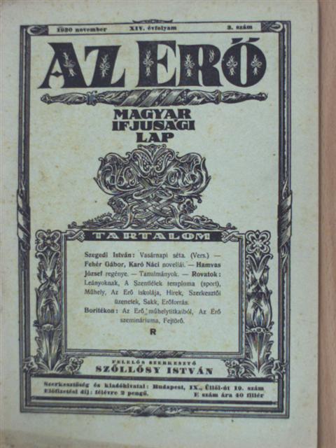 Fehér Gábor - Az Erő 1930. november [antikvár]