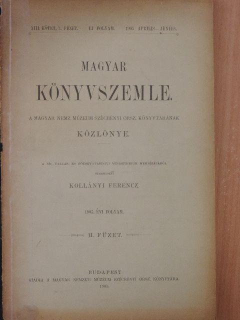Csiky János - Magyar Könyvszemle 1905. április-június [antikvár]
