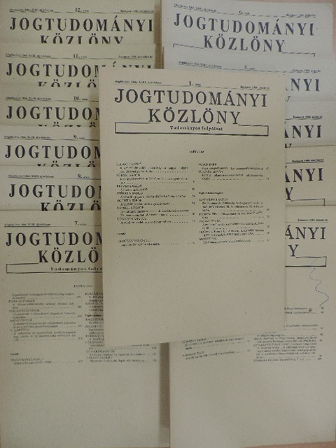 Ficzere Lajos - Jogtudományi Közlöny 1988. január-december [antikvár]